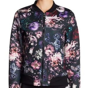 Bebe Floral Scuba Bomber Jacket BOTANICAL GARDEN